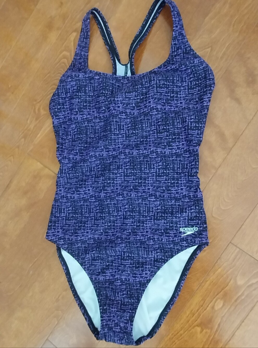 Speedo Purple and Black Textured Racerback One-Piece Swimsuit